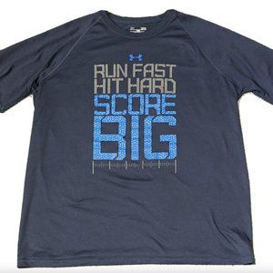 Rare Under Armour Men's Army of 11 Football HeatGear T-Shirt Blue Large